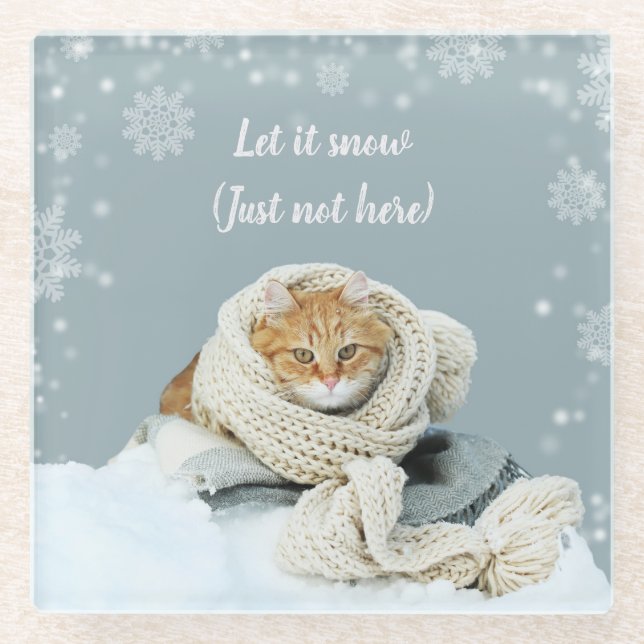 Snow Cat Glass Untersetzer (Vorderseite)