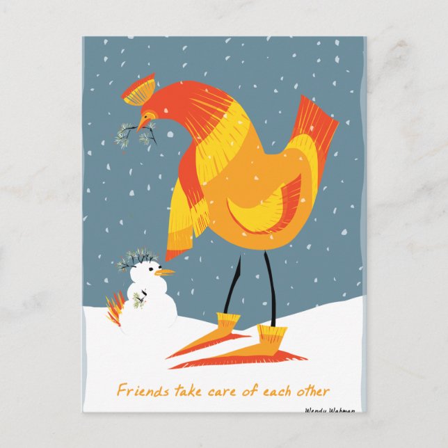 Snow Chicken Friends Postkarte (Vorderseite)