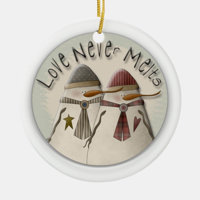 Snow Couple Keramik Ornament (Vorne)