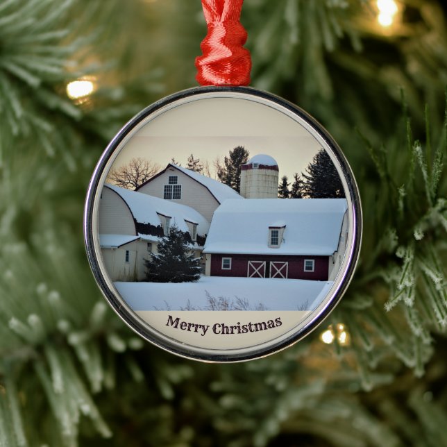 Snow Covered Barn Ornament Aus Metall (Baum)