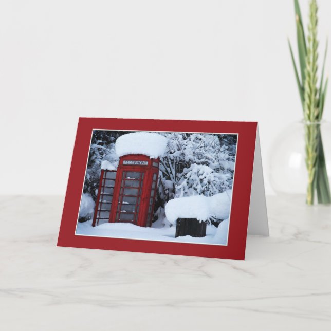 Snow Covered English Phone Box Blank Card Karte (Vorderseite)
