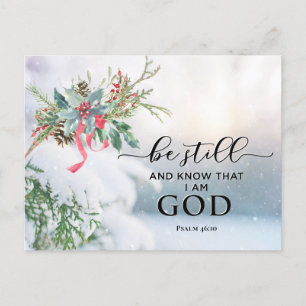 Snow Covered Evergreen Psalm 46:10 Bibel Weihnacht Feiertagspostkarte