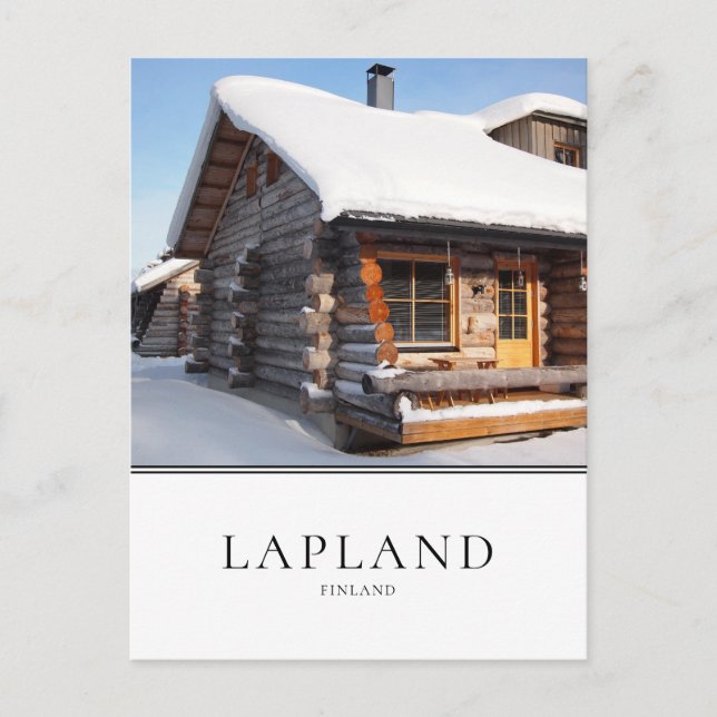 Snow-covered log cabin Lapland, Finland Postkarte (Vorderseite)
