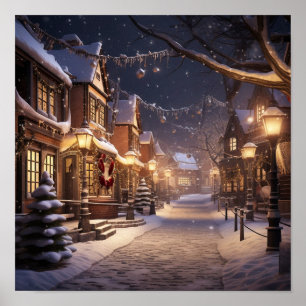 Snow Covered Quite Town Poster