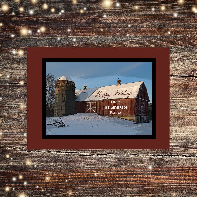 Snow Covered Red Barn Happy Holidays Weihnachten (Von Creator hochgeladen)