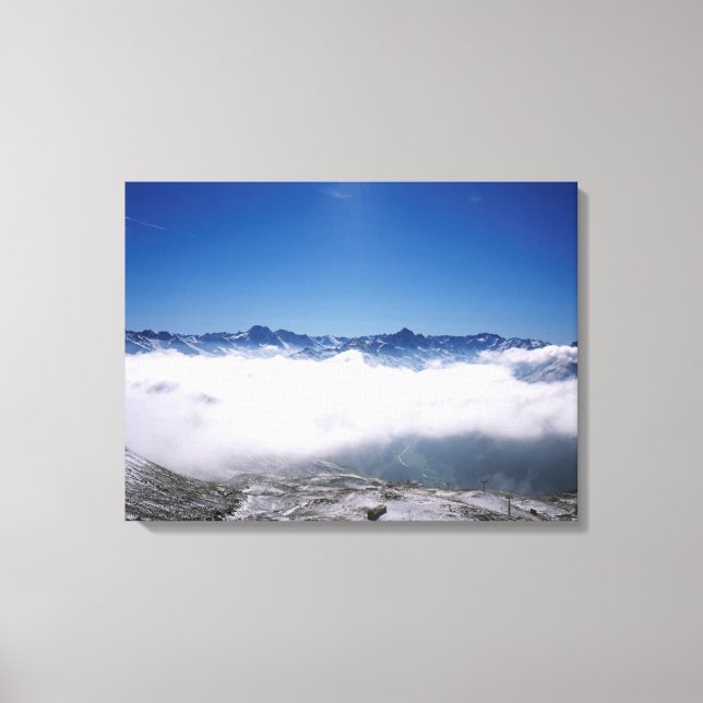 Snow Davos Schweiz Ferienkarte Leinwanddruck (Vorderseite)