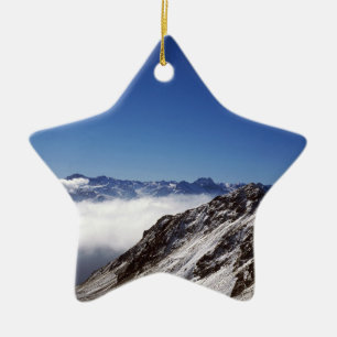 Snow Davos Switzerland Holiday Card Poster Foto B Keramik Ornament