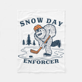 Snow Day Enforcer Abominable Snowman Hockey Player Fleecedecke