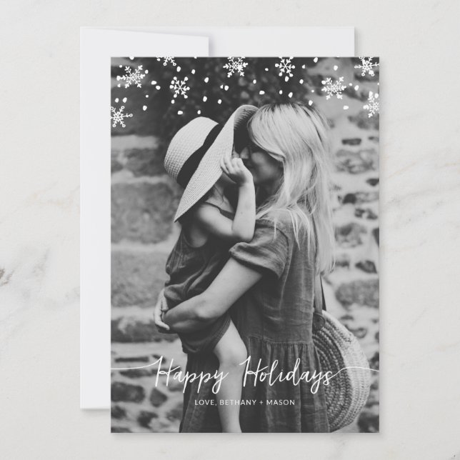 Snow Day Snowflake overlay holiday photo card Feiertagskarte (Vorderseite)