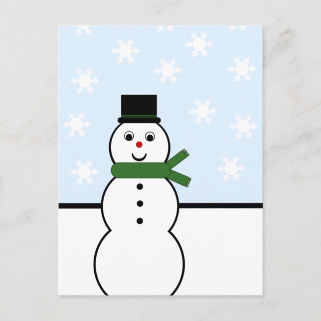 Snow Day Snowman Postcard Postkarte (Vorderseite)