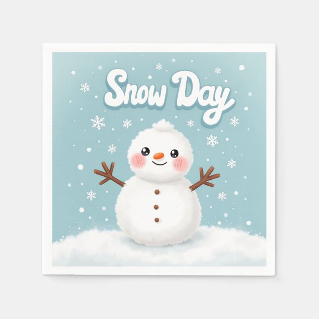 Snow Day Snowman Winter Napkin Serviette (Vorderseite)