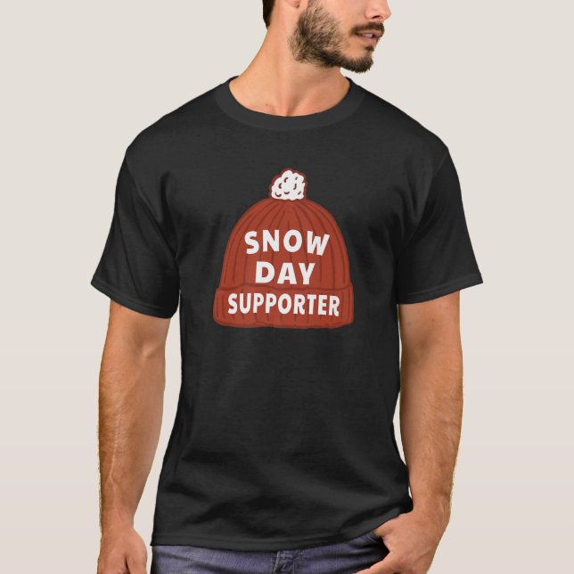 Snow Day Supporter Spaß Winter Beanie Grafik T-Shirt (Vorderseite)