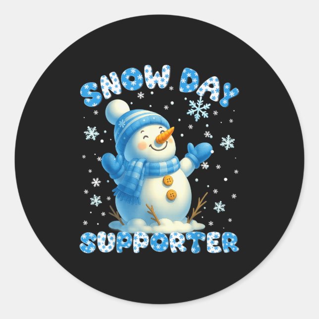 Snow Day Suprter Cute Snowman Snowflake Christmas  Runder Aufkleber (Vorderseite)