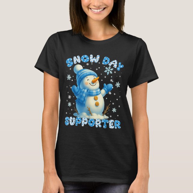 Snow Day Suprter Cute Snowman Snowflake Christmas  T-Shirt (Vorderseite)
