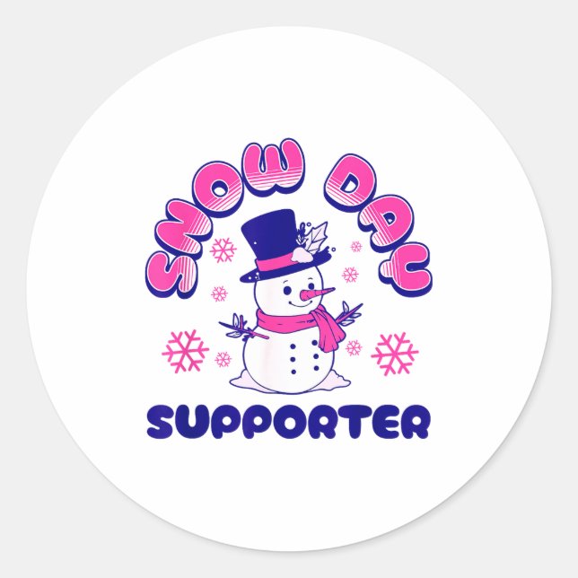 Snow Day Suprter, Funny Teacher Snowman Christmas  Runder Aufkleber (Vorderseite)