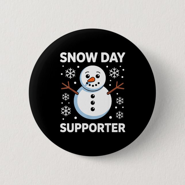 Snow Day Suprter Snow Snowflake Snowman Winter Tea Button (Vorderseite)