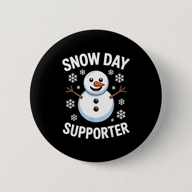Snow Day Suprter Snow Snowflake Snowman Winter Tea Button (Vorderseite)