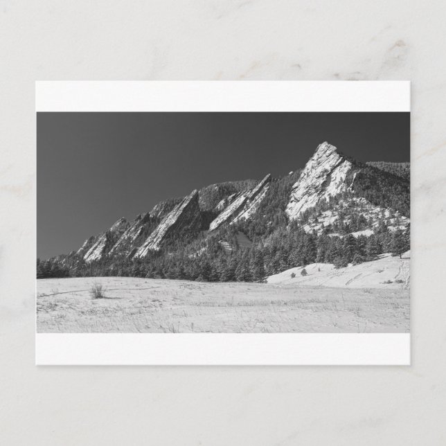 Snow Dusted Flatirons Boulder CO Panorama BW Postkarte (Vorderseite)