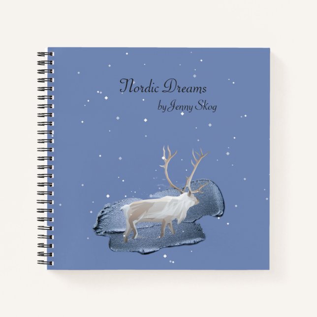 Snow Elk Dusty Blue Notizbuch (Vorderseite)