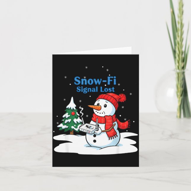 Snow-fi Signal Lost Funny Christmas Snowman Wifi  Karte (Vorderseite)