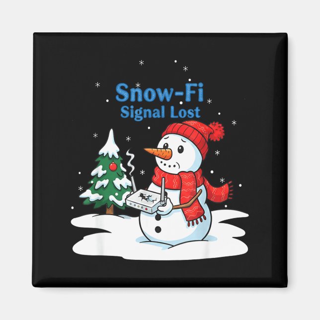 Snow-fi Signal Lost Funny Christmas Snowman Wifi  Magnet (Vorne)