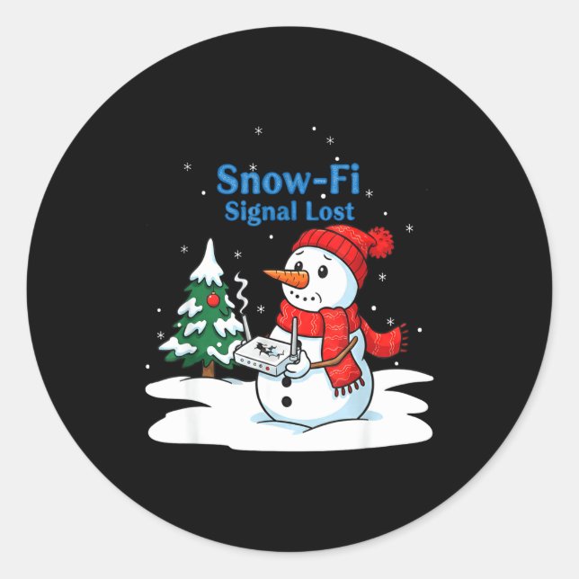 Snow-fi Signal Lost Funny Christmas Snowman Wifi  Runder Aufkleber (Vorderseite)