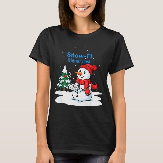 Snow-fi Signal Lost Funny Christmas Snowman Wifi  T-Shirt (Vorderseite)