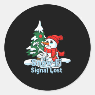 Snow-fi-Signal verloren Lustiger Schneemann Weihna Runder Aufkleber