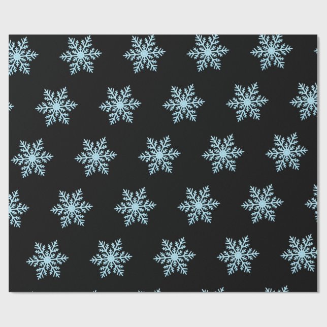 Snow Flake Wrapping Paper On Black Backing Geschenkpapier (Flach)