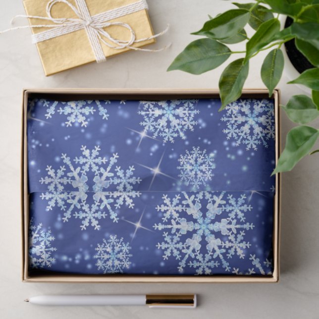 Snow Flakes Blue  Seidenpapier (Geschenk)