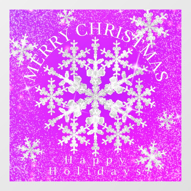 Snow Flakes Magenta Fensteraufkleber (Blatt)