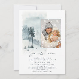 Snow Forest Foto in Us QR Abend Party Hochzeit Einladung