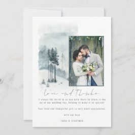 Snow Forest Wedding Foto Liebe und Dank Dankeskarte