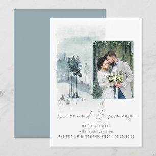 Snow Forest Wedding Foto Verheiratet Frohe Weihnac