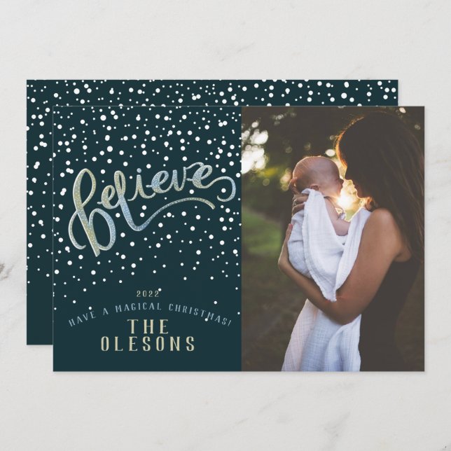 Snow-Foto-Urlaubskarte glauben Feiertagskarte (Vorne/Hinten)