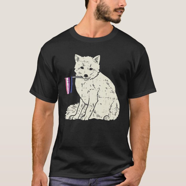 Snow Fox Genderfluid Flag Pride Non-Binary LGBTQ A T-Shirt (Vorderseite)