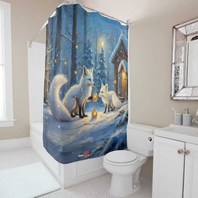 Snow Fox Holiday Design von Rich AMeN Gill Duschvorhang (Beispiel)