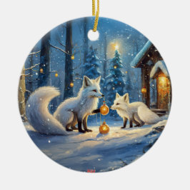 Snow Fox Holiday Design von Rich AMeN Gill Keramik Ornament