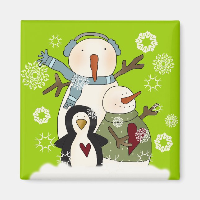 Snow Friends Holiday Snowman und Pinguin Magnet (Vorne)