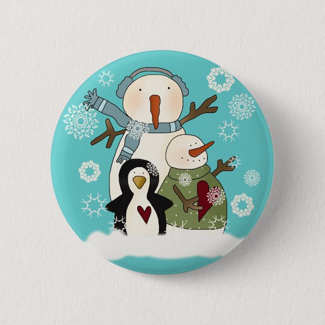 Snow Friends T - Shirt und Geschenke Button (Vorderseite)