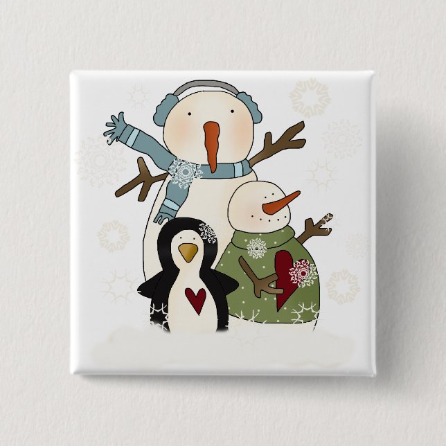 Snow Friends T - Shirt und Geschenke Button (Vorderseite)