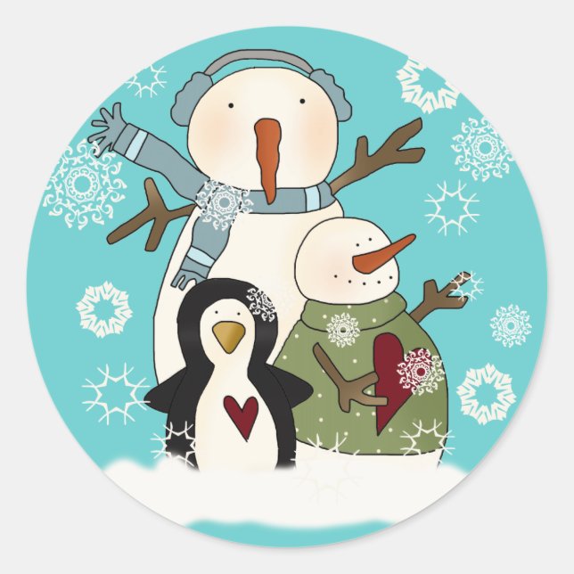 Snow Friends T - Shirt und Geschenke Runder Aufkleber (Vorderseite)