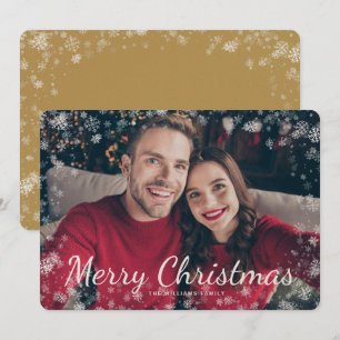Snow Frohe Weihnachts-Foto Gold Holiday Card