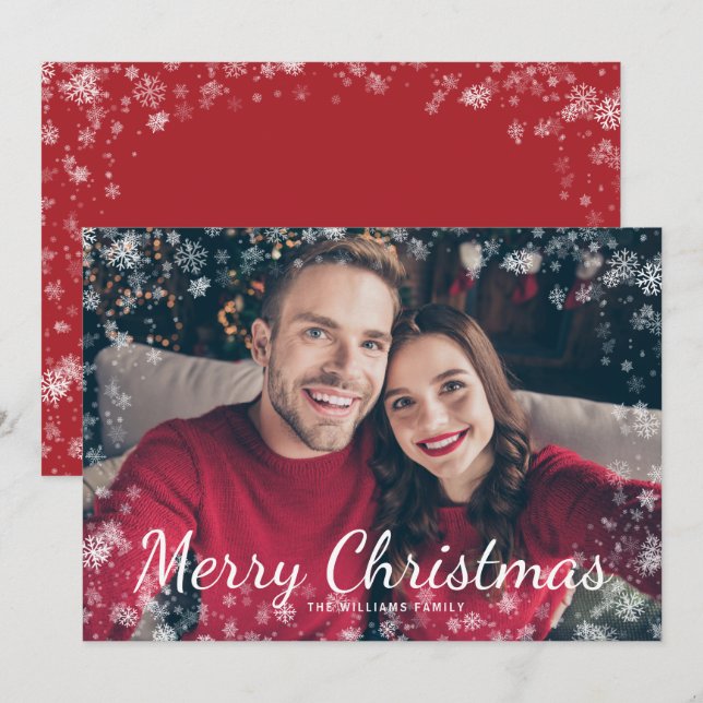 Snow Frohe Weihnachts-Foto Weihnachtskarte (Vorne/Hinten)