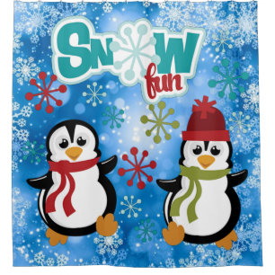 Snow Fun Penguins Duschvorhang