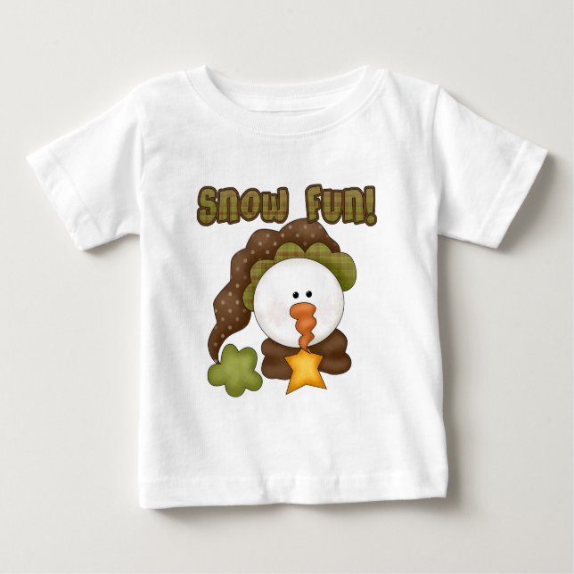 Snow Fun Snowman Prim Country Baby T-shirt (Vorderseite)