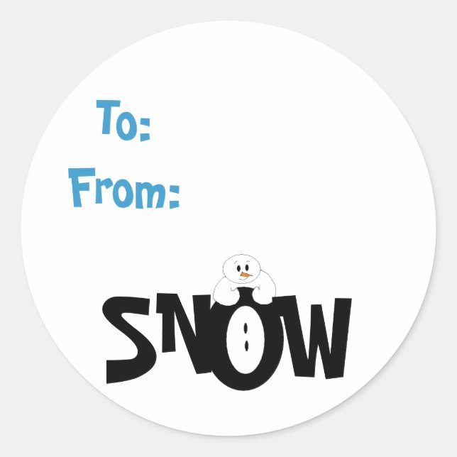 Snow Gifttag Runder Aufkleber (Vorderseite)