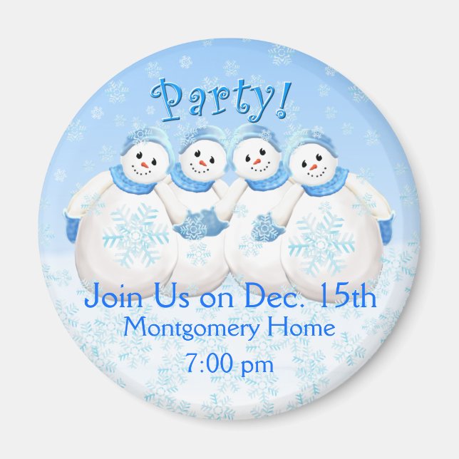 Snow Girls Weihnachtsmagnet Party Einladung Magnet (Vorne)