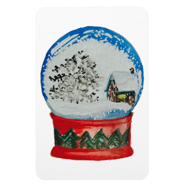 Snow Globe Crystal Ball Winter Village Weihnachten Magnet (Vertikal)