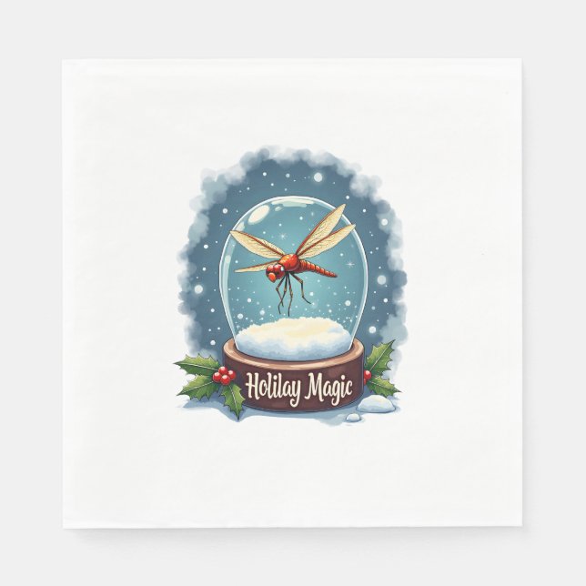 Snow Globe Dragonfly Serviette (Vorderseite)
